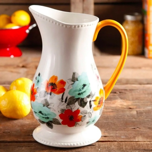 The Pioneer Woman Other - The Pioneer Woman Flea Market White Decorated Floral 2-Quart Pitcher